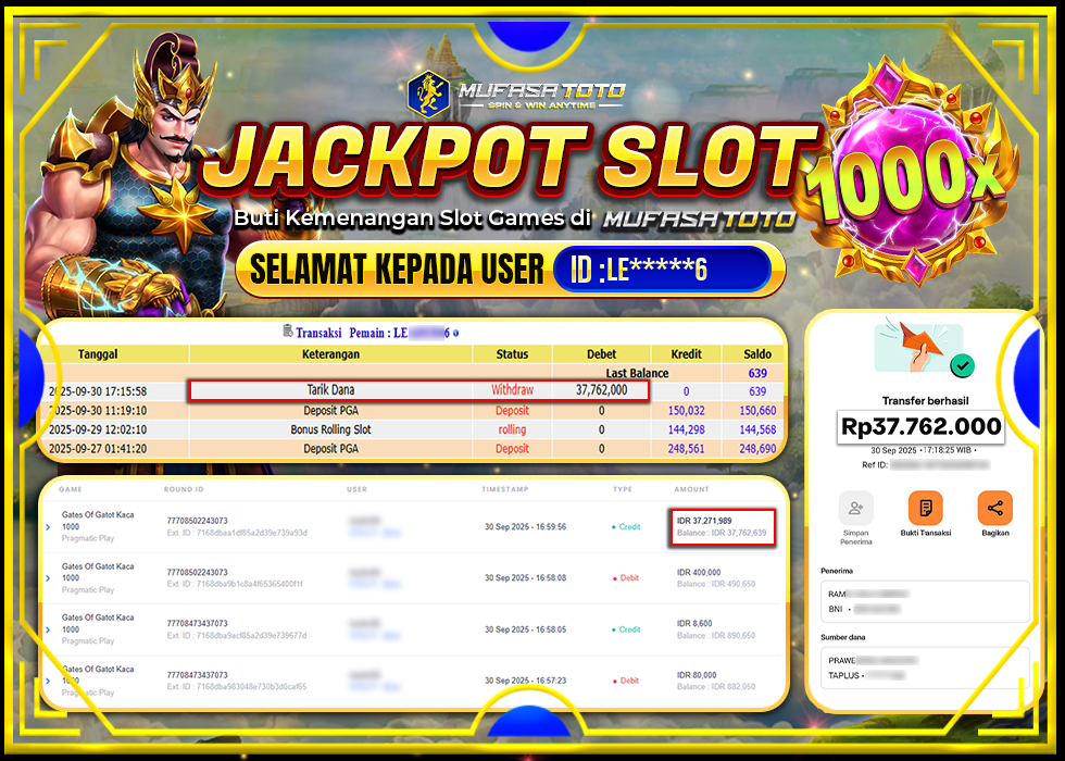 MUFASATOTO JACKPOT PRAGMATIC PLAY Rp.37.762.000|LUNAS